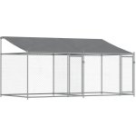 vidaXL Klec pro psy se střechou a dvířky šedá 400 x 200 x 200 cm – HobbyKompas.cz