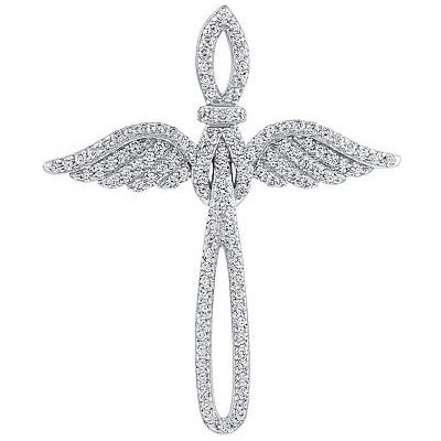 SILVEGO Stříbrný přívěsek křížek s andělskými křídly Attaris s Brilliance Zirconia MW02716P