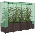 vidaXL Vyvýšený záhon se skleníkem ratanový vzhled 160 x 40 x 138 cm Hnědá – Hledejceny.cz