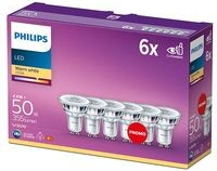 Philips LED žárovka bodová, 4,6W, GU10, teplá bílá, 6ks