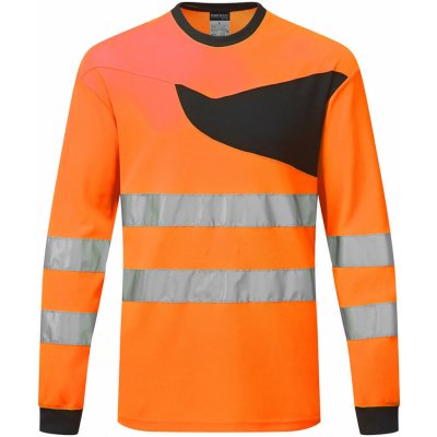 Portwest HI-VIS PW221 Reflexní tričko s dlouhým rukávem PW2 HV oranžová černá XXL – Zboží Dáma