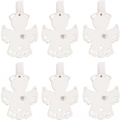 Anděl Přerov, s.ro. Anděl dřevěný na kolíčku 3cm, bílý, 6ks – Zboží Dáma