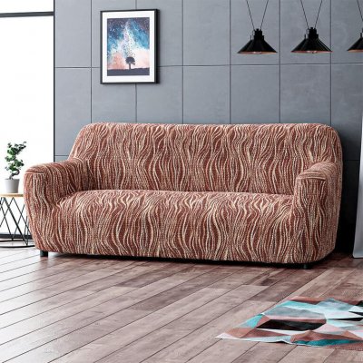 GA.I.CO bielastický potah na sedačku - trojkřeslo Universo Nový žíhaný hnědý 170 - 220 cm – Sleviste.cz