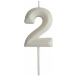 Dortisimo Svíčka s elegantním motivem číslo 2 bílá – Sleviste.cz