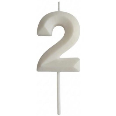 Dortisimo Svíčka s elegantním motivem číslo 2 bílá – Sleviste.cz