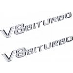 Označení / Znaky / Nápisy / Logo na blatníky V8 BITURBO - stříbrné (chromové) EIC-131