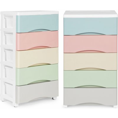 modernHOME Knihovna s 5 výsuvnými zásuvkami, nohy s kolečky, barevné zásuvky – Hledejceny.cz