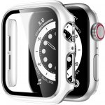 AW Lesklé prémiové ochranné pouzdro s tvrzeným sklem pro Apple Watch Rozteč: 41mm, Barva: Bílé tělo / stříbrný obrys IR-AWCASE024 – Zboží Živě