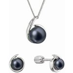 Pavona Sada stříbrných šperků s černými říčními perlami 29063.3B peacock – Zboží Dáma