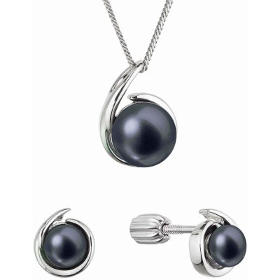 Pavona Sada stříbrných šperků s černými říčními perlami 29063.3B peacock – Zboží Dáma