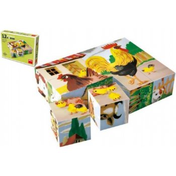 Topa Kostky kubus Domácí zvířátka 12 ks v krabičce 16,5 x 12 x 4 cm