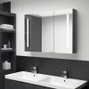 Koupelnový nábytek vidaXL LED koupelnová skřínka se zrcadlem 89 x 14 x 62 cm zářivě šedá