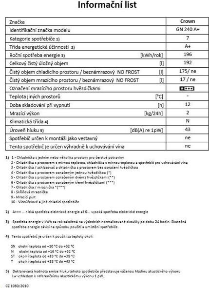 Crown GN240 A+ návod, fotka