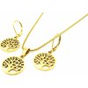 Steel Jewelry souprava Náušnice a Náhrdelník STROM ŽIVOTA GOLD Chirurgická ocel SET231200