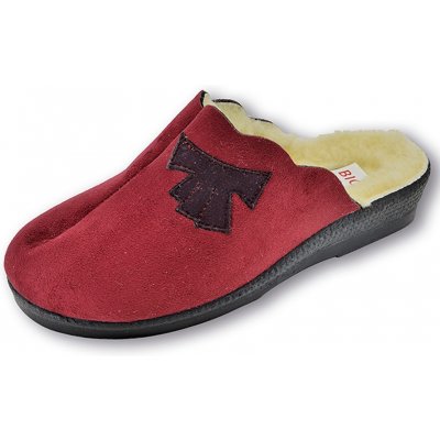 Rogallo 3362 dámské domácí pantofle s kožíškem bordo – Sleviste.cz