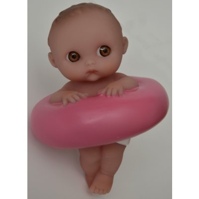 Berenguer Plavací miminka holčička s růžových kruhem