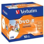 Verbatim DVD-R 4,7GB 16x, printable, plastová krabička, 10ks (43521) – Zboží Živě