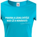 Bezvatriko.cz Dámské tričko s citátem Václava Havla – retro trička Modrá – Zboží Mobilmania