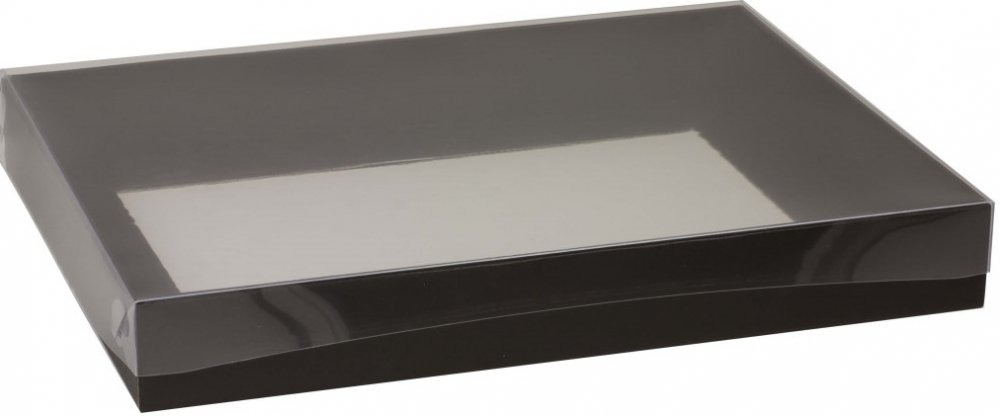 Dárková krabice s průhledným víkem 400x300x50/40 mm, černá | Srovnanicen.cz