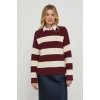 Dámský svetr a pulovr Tommy Hilfiger Bavlněný svetr hřejivý WW0WW40751 vínová