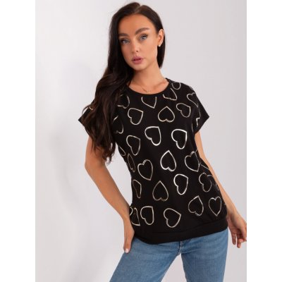 RELEVANCE Dámské bavlněné tričko s potiskem srdce černá – Zboží Mobilmania