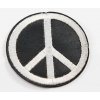 Nášivka Nažehlovací záplata - PEACE AND LOVE - průměr 5,5 cm - černá, bílá