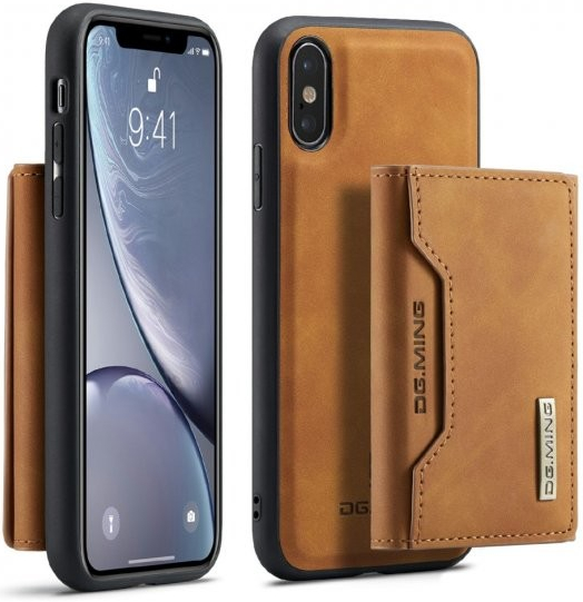 Pouzdro AppleKing dG.MING 2v1 s odnímatelnou magnetickou peněženkou iPhone X/Xs - hnědé