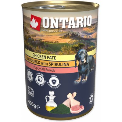 Ontario Puppy Chicken Pate flavoured with Spirulina and Salmon oil 0,8 kg – Zbozi.Blesk.cz