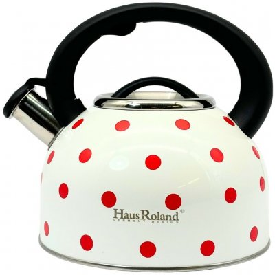 HAUS ROLAND Varná nerezová bílá s červeným puntíkem 2,5 l – Zboží Dáma