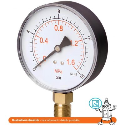 Pneumatics & Hydraulics Manometr stranový -1/0 bar - 100 mm - 1/2" – Zboží Mobilmania