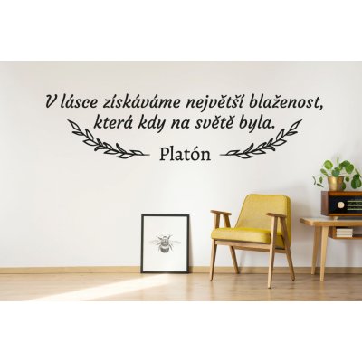 Lepy.cz Samolepka na zeď Platón citát rozměry 80x20cm Černá