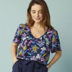 Halenka s potiskem a krátkými rukávy pro menší postavu nám. modrá/zelená – Hledejceny.cz