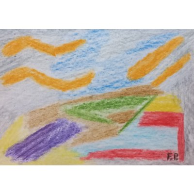 Petr Farták, Abstrakce - linie,barva,tvar-II., Malba na papíře, pastelka, 21 x 14 cm – Zboží Mobilmania