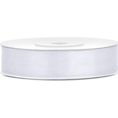 Jednolící atlasová stuha - 12 mm - bílá ( 25 m / ks ) – Zboží Dáma