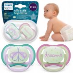 Avent Philips šidítko ultra air 376/12 Nighttime girl BPA free 2Pack – Zboží Dáma