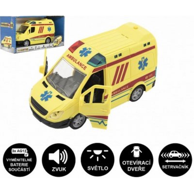 Teddies Auto ambulance plast 20cm na setrvačník na baterie