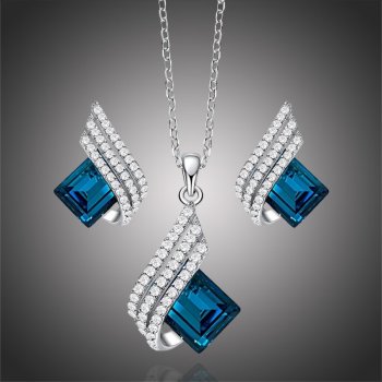 Grace Silver Jewellery stříbrná souprava šperků Swarovski Elements Marisa SET2060 modrá