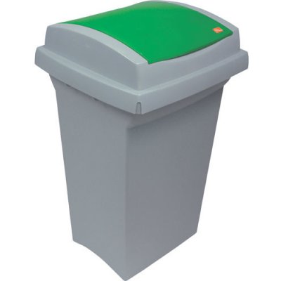 Odpadkový koš na třídění odpadu plastový se zeleným víkem 50 l
