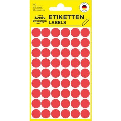 Avery Zweckform 3141 Samolepící kolečka 12 mm 270 ks červené – Sleviste.cz