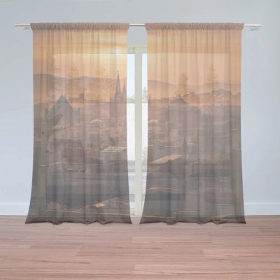 Sablio Záclony Barcelona Night Skyline: 2ks 150x250cm – Zboží Mobilmania