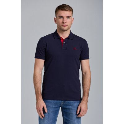 Gant CONTRAST COLLAR PIQUE SS RUGGER modrá