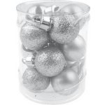 Anděl Přerov Baňky mini stříbrné plast mix povrchů 2,5cm 12ks ve válci – Zboží Dáma