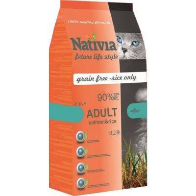 Samohýl Nativia Cat Adult Active Salmon & Rice 10 kg