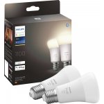 Philips LED žárovka E27 Hue 2ks 9,5W 75W teplá bílá 2700K stmívatelná – Sleviste.cz