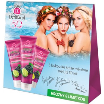 Dermacol Aroma Ritual Hrozny s limetkou tělové mléko 200 ml + sprchový gel 250 ml + krém na ruce 100 ml dárková sada