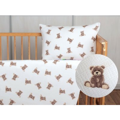 JAN peří Dětské mušelínové povlečení medvídek na bílé 60 x 45 cm 135 x 90 cm – Zboží Mobilmania