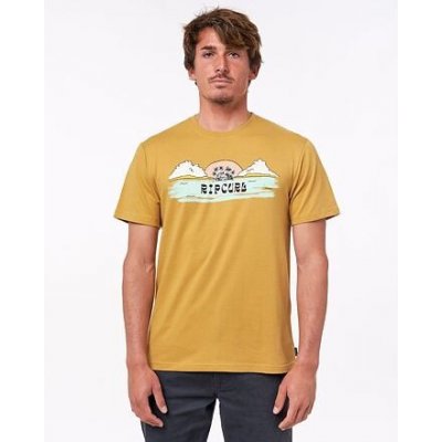 Rip Curl HORIZON FRONT PRINT SSTEE Mustard – Zboží Mobilmania