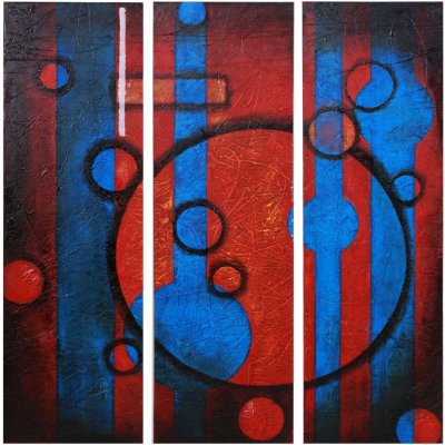 Ručně malovaný obraz Dalmart abstrakce 90x100cm třídílný – Hledejceny.cz