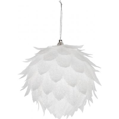 Dekorácia MagicHome Vianoce Guľa páperová biela s glitrami 10 cm – Zboží Mobilmania