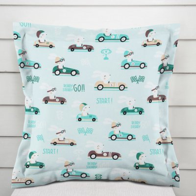 Biante bavlna s lemem Sandra SA-375 Zaječí automobilové závody na mintovém 60 x 60 cm – Sleviste.cz